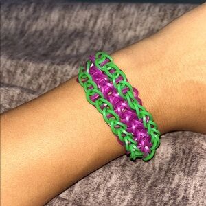 Vibrant Green and Purple Bracelet